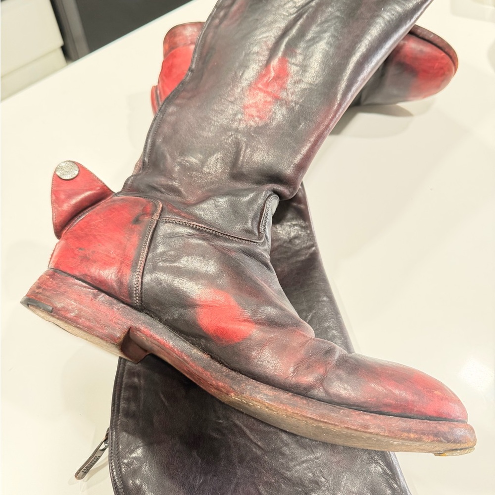 Black and Red ridding boots genius leather